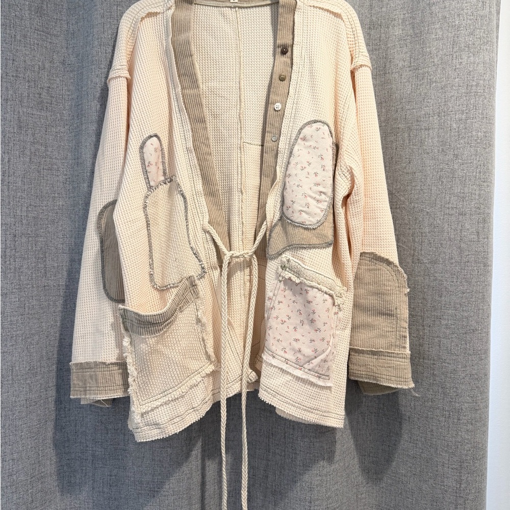 New POL Beige and Cream Patchwork waffle knit Set - Picture 2 of 5